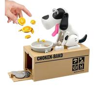 YANGUN Tirelire en forme de chien électronique, mange de l'argent pour enfants, cadeau d'anniversaire (blanc)
