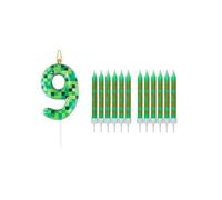 YANGWEN Bougie Anniversaire 9 Ans Fille Garçon, 13 Pièces Kit Bougie Chiffre 7 Décoration Gâteau, Décoration Anniversaire Enfant pour Gâteau, Fournitures de Fête