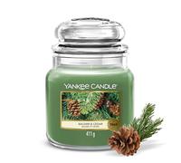 Yankee Candle Bougie parfumée | Balsam & Cèdre, format moyen | Bougies à longue durée : jusqu'à 75 heures | Cadeaux de Noël parfaits pour femmes