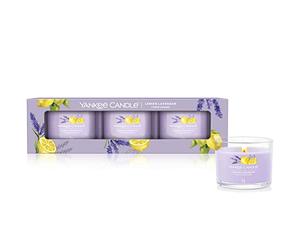 Yankee Candle coffret cadeau de bougies parfumées | Bougies votives remplies « Lavande citronnée » | Mélange de cires de soja | Lot de 3