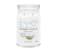 Yankee Candle Signature bougie parfumée Coton Fraîchement Lavé ; Grande bougie jarre longue durée ; Mélange de cires de soja