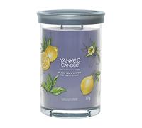 Yankee Candle Signature - Grande bougie parfumée | Thé noir et citron avec double mèche | Mélange de cire de soja à combustion longue | Cadeau parfait pour femme