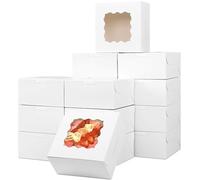 YankMooM Lot de 15 boîtes à gâteaux blanches avec fenêtre pour gâteaux, fraises, beignets, muffins, macarons, 15,2 x 15,2 x 6,3 cm