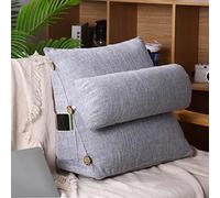 Yanman Coussin cale ergonomique pour tête de lit, lit de lecture, canapé, lit, chaise de bureau, coussin de positionnement lombaire avec coussin de nuque réglable et poches