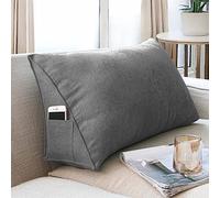 Yanman Coussin en coin grand soutien lombaire pour lit, dossier de tête de canapé, coussin de lecture doux avec housse respirante, amovible et lavable