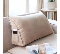 Yanman Coussin en coin grand soutien lombaire pour lit, dossier de tête de canapé, coussin de lecture doux avec housse respirante, amovible et lavable