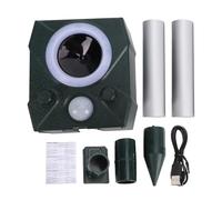 Yanmis Dissuasion Solaire Ultrasonique pour Animaux, Dissuasion Extérieure étanche IP66 pour Chat avec Capteur PIR, Détection 110° 32 Pieds, 5 Modes de Lumières Clignotantes et Alarme Sonore pour