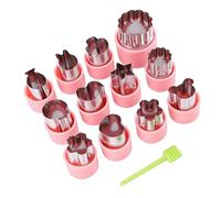 Yanmis Ensemble D'emporte-Pièces en Acier Inoxydable de 12 Pièces pour les Amateurs de Pâtisserie, Moules de Coupe de Pâte Polyvalents pour L'art Culinaire Créatif, Comprend 1 Tige de Démoulage (PINK)