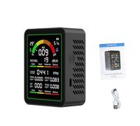 Yanmis Moniteur Intelligent de qualité de L'air, Détecteur de CO2 Multifonctionnel avec Compteur de Bruit, pour le Bureau et la Maison, Suivi de la qualité de L'air en Temps Réel (BLACK)