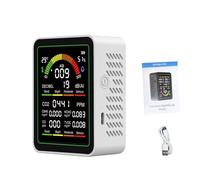 Yanmis Moniteur Intelligent de qualité de L'air, Détecteur de CO2 Multifonctionnel avec Compteur de Bruit, pour le Bureau et la Maison, Suivi de la qualité de L'air en Temps Réel (WHITE)