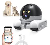 Yanmis Robot de Caméra, Caméra pour Animaux de Compagnie à Double Objectif 1080p, de sécurité Intérieure WiFi, Suivi du Mouvement, Conversation à Deux Voies, Contrôle des