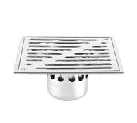 Yanmis Siphon de Sol carré en Acier Inoxydable avec Crépine pour Salle de Bain et Cuisine, Anti-Odeur et Durable 4" X 4" (150 * 150mm (modèle Grand diamètre))