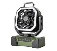 Yanmis Ventilateur de Camping Portable avec Brumisateur, Ventilateur Extérieur Rechargeable 20 000 MAh avec Télécommande, à Piles avec Crochet d'éclairage et Minuterie, Moteur sans Balais à 4 (GREEN)