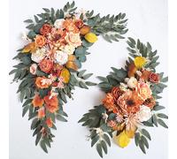 Yannew-Arche de Mariage Rustique Orange Brûlé, Kit de Drapé Swag Blanc, Fleurs pour Cérémonie de Mariage, Réception, Toile de Fond, Décoration Florale Dusty Rose