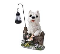 yanwuwa Chien tenant une lampe solaire ornement en résine avec éclairage