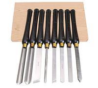 YAOBAO 8 Pièces HSS Ciseau À Bois Et Bol Gouge Outils De Tournage Sur Bois Tour Avec Manche En Hêtre, Lames En Acier Rapide, Virole En Laiton