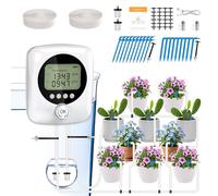 YAOBLUESEA Arrosage Automatique Double Pompe Kit Goutte à Goutte Rechargeable USB-C 4400mAh, Programmateur avec Minuterie Réglable, Débit 800ML/Min, 20m Tuyau + 30 Goutteurs pour Jardin Balcon