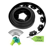 YAOBLUESEA Bordure de pelouse de Jardin en Plastique PE Flexible Noir 10m de Long 5cm de Haut, avec 60 Ancres de Terre &1 Paire de Gants pour Jardin, pelouse, Parterre, béton, Pierre et Gravier