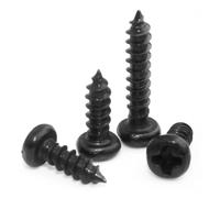 yaoqijie Lot de 100 vis autotaraudeuses cruciformes Phillips à tête ronde M1, .2, .4 et .5 en acier au carbone noir lasting(5mm,M1.4 x100pcs)