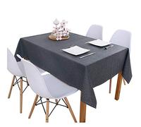 YAOTT Rectangulaire Imperméable Nappe de Table, Nappe Anti-Taches Anti-salissure Facile à Nettoyer Couleur Unie Effet Lin pour Salle de Mange, Jardin et Exterieur Gris foncé 110x110cm
