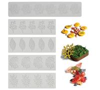 YapitHome 5 Pièces Moule Silicone Feuilles 3D,Moule Entremet Silicone,Moule de Gaufrage pour Pâtisserie pour Fondant,Beurre,Pâte à Sucre,Savon