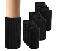 YAPKOLV 12 Pièces Élastique Tissé Feutre Protège-pieds de Chaise, Doublure Épaisse Antidérapante pour Meubles, Table, Protection de Sol (Noir)