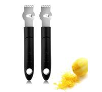 YAPKOLV Lot de 2 Zesteurs Agrumes en Acier Inoxydable - Râpe à Zeste, Couteau à Canal & Éplucheur - Outil de Bar Multifonction Idéal pour Cocktails et Cuisine (Noir)