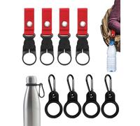 YAPKOLV Lot de 8 Mousquetons Porte-Gourde et Porte-Clés - 4 en Nylon Tactique Rouge et Noir, 4 en Silicone - Pour Sac à Dos, Ceinture, Randonnée, Camping et Festivals