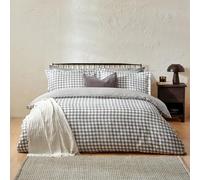 Yard Barton Vichy À Carreaux Ensemble De Couette - 100% Coton Réversible Taies D’Oreiller Oxford Doux Et Respirant Literie Premium (Gris - Super King - 260x220cm)