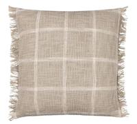 Yard Beni Check Housse de Coussin à Franges 45 x 45 cm Gris Pierre/Naturel