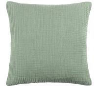 Yard furn Lark Housse De Coussin - Doux Minimaliste Texturé Mousseline Coton Étui Décoratif (Eucalyptus - 45x45cm)