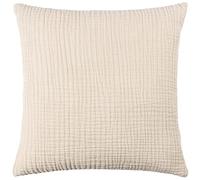 Yard furn Lark Housse De Coussin - Doux Minimaliste Texturé Mousseline Coton Étui Décoratif (Naturel - 45x45cm)