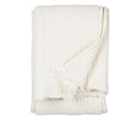 Yard furn Lark Mousseline De Coton Jeté De Lit - Douce Texture Froissée Plaid (Blanc - 240x260cm)