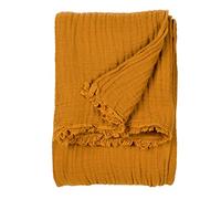 Yard furn Lark Mousseline De Coton Jeté De Lit - Douce Texture Froissée Plaid (Cumin - 130x180cm)