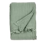 Yard furn Lark Mousseline De Coton Jeté De Lit - Douce Texture Froissée Plaid (Eucalyptus - 240x260cm)