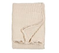 Yard furn Lark Mousseline De Coton Jeté De Lit - Douce Texture Froissée Plaid (Naturel - 130x180cm)