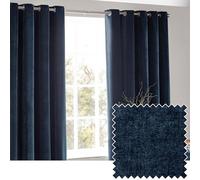 Yard Heavy Chenille Paire De Rideaux à œillets - Ligné Filtrage De La Lumière Velours Doux Rideaux (Bleu Marine - Largeur 117 x Longueur 137cm)