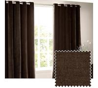 Yard Heavy Chenille Paire De Rideaux à œillets - Ligné Filtrage De La Lumière Velours Doux Rideaux (Marron - Largeur 117 x Longueur 137cm)