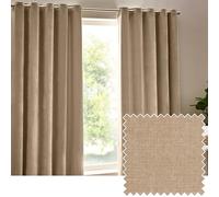 Yard Heavy Chenille Paire De Rideaux à œillets - Ligné Filtrage De La Lumière Velours Doux Rideaux (Naturel - Largeur 229 x Longueur 229cm)