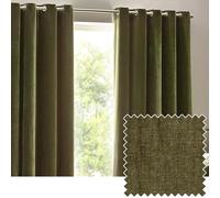 Yard Heavy Chenille Paire De Rideaux à œillets - Ligné Filtrage De La Lumière Velours Doux Rideaux (Olive - Largeur 229 x Longueur 229cm)