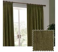 Yard Heavy Chenille Paire De Rideaux à Plis Pincés - Ligné Filtrage De La Lumière Velours Doux Rideaux (Olive - Largeur 168 x Longueur 229cm)