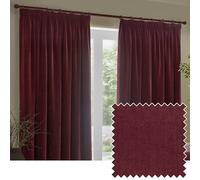 Yard Heavy Chenille Paire De Rideaux à Plis Pincés - Ligné Filtrage De La Lumière Velours Doux Rideaux (Betterave - Largeur 229 x Longueur 137cm)
