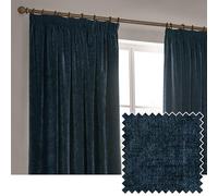 Yard Heavy Chenille Paire De Rideaux à Plis Pincés - Ligné Filtrage De La Lumière Velours Doux Rideaux (Bleu Marine - Largeur 229 x Longueur 229cm)