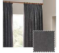 Yard Heavy Chenille Paire De Rideaux à Plis Pincés - Ligné Filtrage De La Lumière Velours Doux Rideaux (Charbon - Largeur 229 x Longueur 229cm)