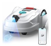 YARDCARE M800Plus Robot Tondeuse sans Fil Périphérique,jusqu'à 800 m²,Positionnement GPS +Vision, Tondeuse Robot sans Câble,Mode de Tonte en U,Contrôle Via App,Détection Obstaclesc（Blanc-Bleu）