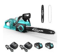 YARDCARE Tronçonneuse électrique sans fil 16 pouces, moteur sans balais 1600 W, vitesse de chaîne 21 m/s,écran LED,2× batteries 4 Ah, tension sans outil & lubrification automatique, pour bois & jardin