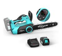 YARDCARE Tronçonneuse sans fil 12 pouces avec écran LED, Moteur Brushless, Vitesse 15 m/s,Réglage de la Tension de Chaîne sans