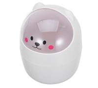 Yardenfun 1pièce Mini Poubelle de Bureau à Couvercle Bascule Design Animal Blanc Rangement Compact pour Table Bureau Chambre