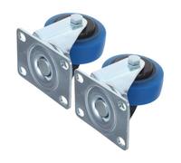 Yardenfun 2 Roulettes Universelles à Base Plate Tpr et Acier, Bleues, avec Frein, pour Flight Case et Chariot, Usage en Environnements Silencieux et Hôpitaux