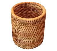 Yardenfun Conteneur de Rangement Panier Cylindrique en Rotin Tressé Fait Main Multi-usage Résistant pour Service à Thé et Porte-crayons pour Bureau ou Restaurant